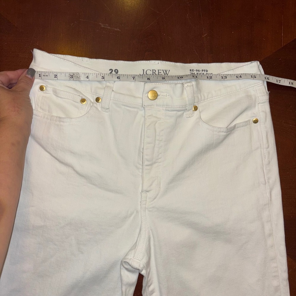 J Crew | Women's‎ Size 29 | White Kick Out Jeans | Gold Rivets and Buttons - Picture 6 of 10